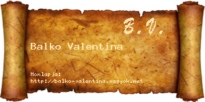 Balko Valentina névjegykártya